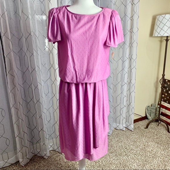 Vintage Lilac Flutter Sleeve Dress Size 12 - Picture 1 of 7